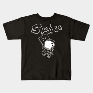 Cute space astronaut with flag - Space Kids T-Shirt